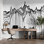 Wall murals Black and white drawing of a mountain range