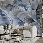 Wall murals Elegant blue leaves in abstract.