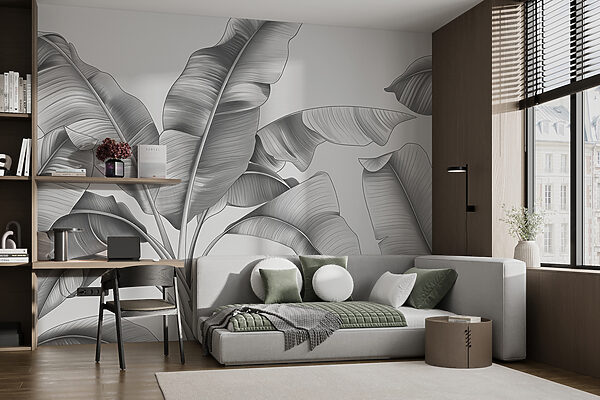 Silver leaves dance in light Wall murals Silver leaves dance in light