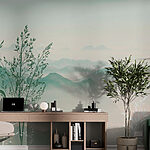 Wall murals Landscape with mountains and trees