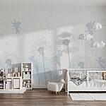 Wall murals Dandelion with fairies flying in the air
