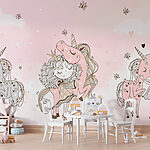Wall murals Group of unicorns and a girl