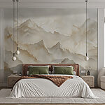 Wall murals White and brown marble