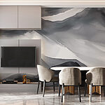 Wall murals Painting of mountains in grey and white