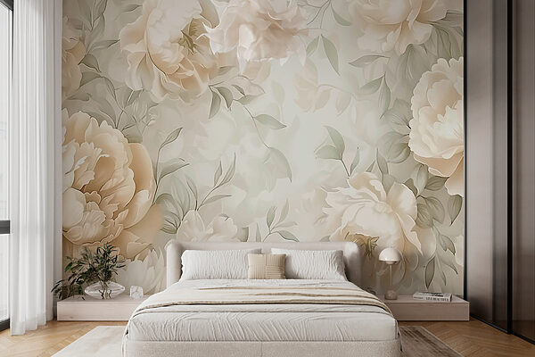 Creamy blossoms in delicate dance Wall murals Creamy blossoms in delicate dance