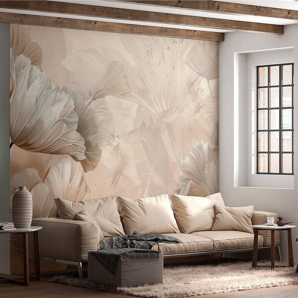 Leaves in Monochrome Whispers Wall murals Leaves in Monochrome Whispers
