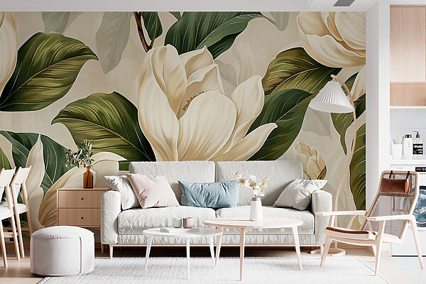 Wall murals Wall murals Blossoming White Magnolias (SKU: w07901)
