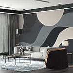 Wall murals Black and white circles and lines