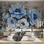 Wall murals Painting of blue flowers
