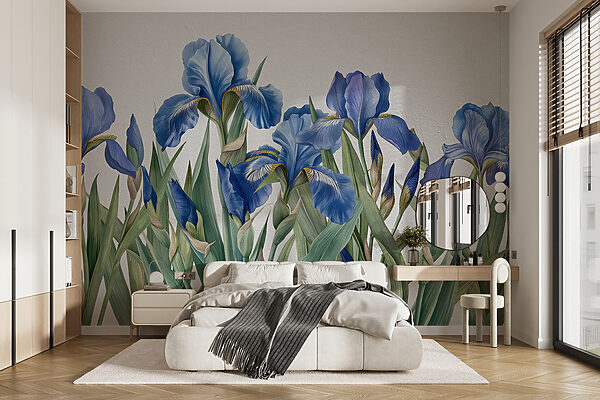 Group of blue flowers Wall murals Group of blue flowers