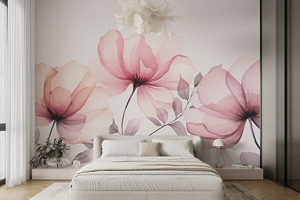 Elegant Blooms in Watercolor Hues Wall murals Elegant Blooms in Watercolor Hues