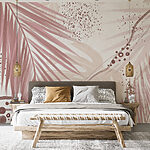 Wall murals Abstract blush botanicals and speckles.