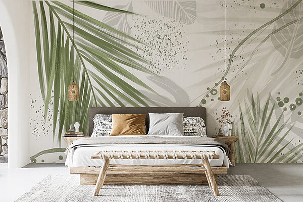 Abstract Brushstrokes and Palm Fronds Wall murals Abstract Brushstrokes and Palm Fronds