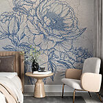 Wall murals Drawing of flowers on a cracked surface