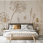 Wall murals Drawing of dandelions and wheat