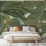 Wall murals Painting of leaves on a white surface
