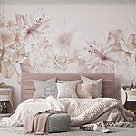 Wall murals Group of flowers on a white background