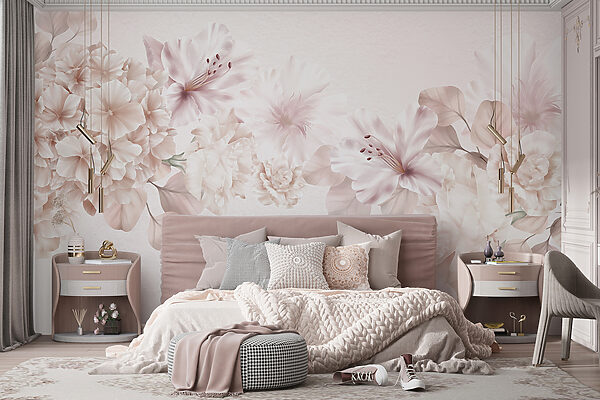 Group of flowers on a white background Wall murals Group of flowers on a white background