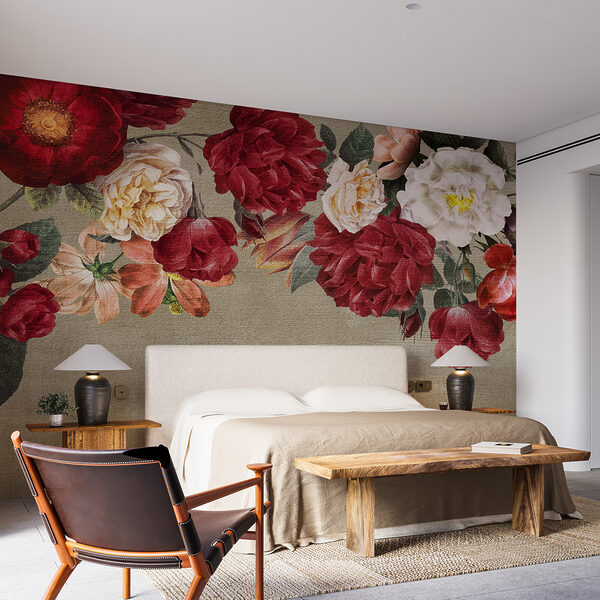 Group of flowers on a grey background Wall murals Group of flowers on a grey background