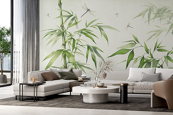 Dragonflies on a bamboo branch Wall murals Dragonflies on a bamboo branch