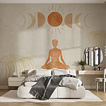 Wall murals Drawing of a person meditating in the middle of a field