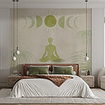 Wall murals Drawing of a person sitting in a lotus position surrounded by plants