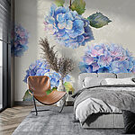 Wall murals Group of blue flowers