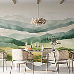Wall murals Landscape of hills with fog