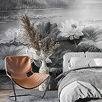 Wall murals Group of white flowers on a lake