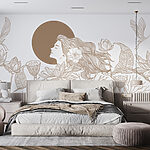 Wall murals Woman with long hair and flowers