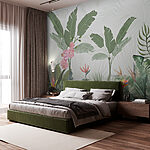 Wall murals Wallpaper with flowers and plants