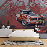 Wall murals Car with a wrench and tire