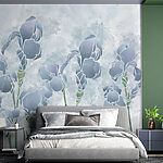 Wall murals Group of flowers with green stems