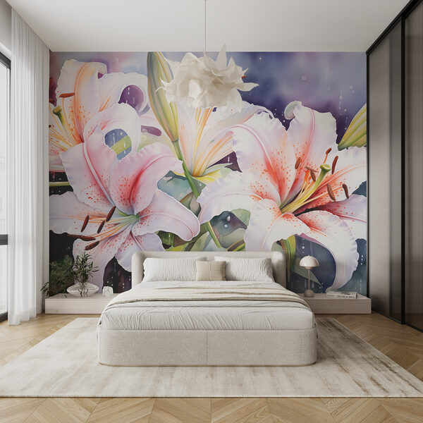 Lilies in Bloom: Nature's Beauty Wall murals Lilies in Bloom: Nature's Beauty
