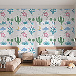 Wall murals Pattern of cactus and flowers