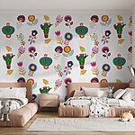 Wall murals Pattern of colorful flowers and leaves