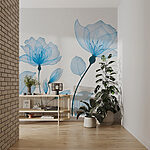 Wall murals Blue flowers with leaves