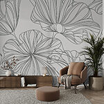 Wall murals Pattern of flowers on a white background