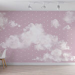 Wall murals Pink and white background with white clouds