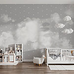Wall murals Clouds in the sky with white clouds