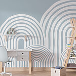 Wall murals White and gray background with white lines