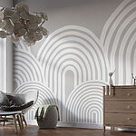 Wall murals White and gray background with curved lines