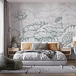 Wall murals Drawing of flowers and leaves