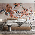 Wall murals Painting of a branch with flowers