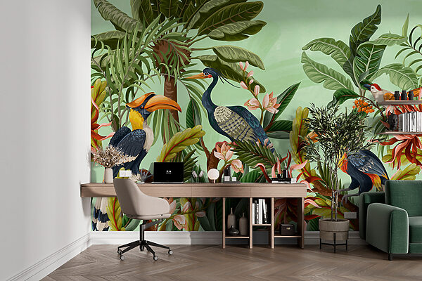Group of birds and flowers Wall murals Group of birds and flowers