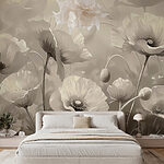 Wall murals Sepia tones soften floral beauty.
