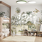 Wall murals Watercolor of dinosaurs and plants