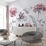 Wall murals Butterfly among pale floral whispers.