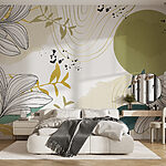 Wall murals White and green floral design