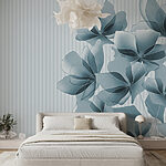 Wall murals Silver flowers dancing on stripes